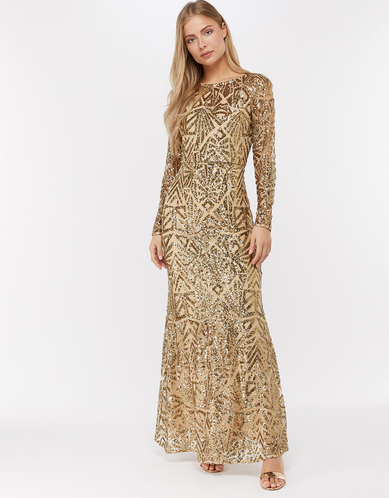 Carlita Sequin Maxi Dress Gold ...